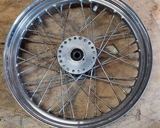 Used Chrome Plated Spoked Wire Front Motorcycle Rim ~ some rust developing