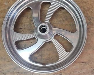 Used Billet Aluminum Motorcycle Rim w/Hub (19.25 in. diameter and 4.125 in. width)