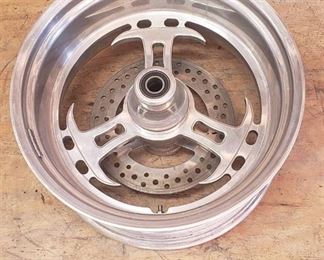 Used Billet Aluminum Rear Motorcycle Rim w/Hub (19.125 in. diameter and 9.25 in. width) ~ see pix for more info