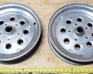 Pair Aluminum Funny Car rims with Anglia spindles