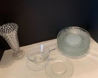 Princess House plates, vase, bowl and ladle