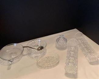 Assorted glass serving items