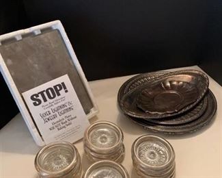 Silver plate serving dishes, coasters and silver lightning electrolytic plate
