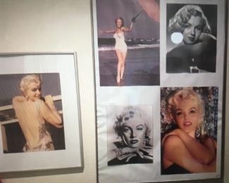 Marilyn Monroe framed photos.