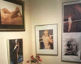 Marilyn Monroe framed photos.