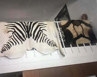 Zebra themed hearth rug.