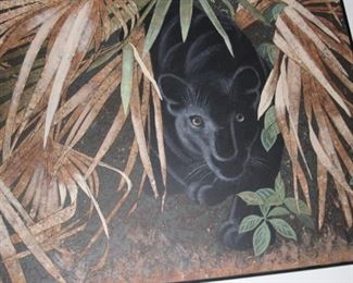Large artwork showing hiding black panther.