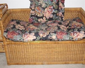Bamboo and wicker loveseat/bench.