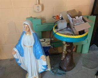 Cement Virgin Mary statue 