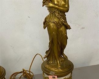 French marble and bronze lamps