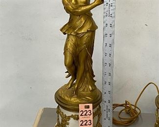 French marble and bronze lamps