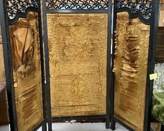 English ebonized 3 panel screen 