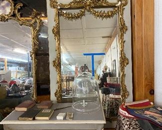 French guilt trumeau over mantle mirror