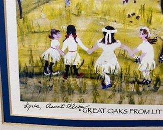 A large collection of Paula Wright, Alice Moseley niece, un-framed art with original Alice Moseley art