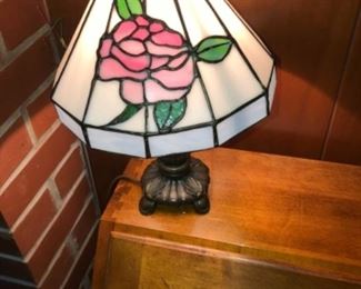 Rose, Hand crafted stained glass lamp, small size