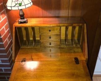 Beautiful Ethan Allen secretary desk with drop shelf and letter slots, drawers