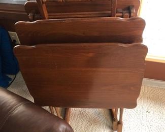 Ethan Allen set of four folding tv table and stand