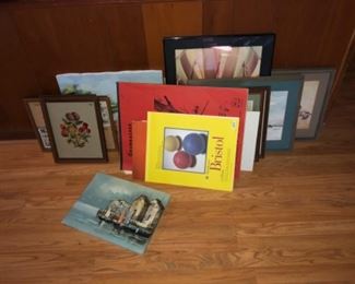 Assorted pictures, paintings and art paper