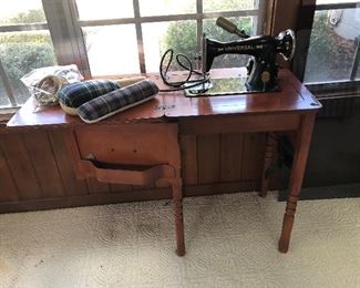 Universal sewing machine and cabinet