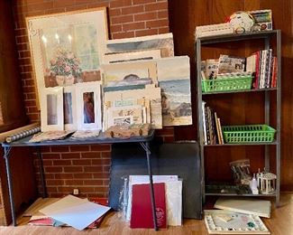 Art Supplies: Paint Brushes, Paints, Art Books, Art Magazines, Matting Supplies, Sketches, Watercolors, Photography, etc. 
LOCATION: Dining Room