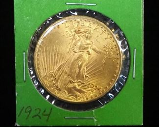 1924 Saint Gaudens Twenty Dollar Double Eagle Gold Coin With Motto - In God We Trust