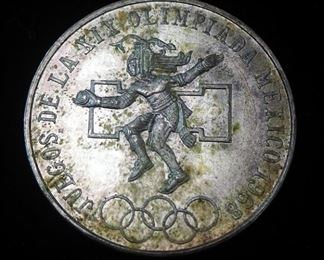1968 Mexico XIX Olympic Games AZTEC Ball Player Twenty Five Pesos Silver Coin
