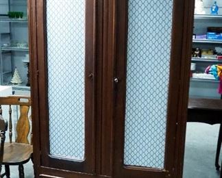 Antique 2 Door Wardrobe, With Key, 78" x 45.5" x 17.5"