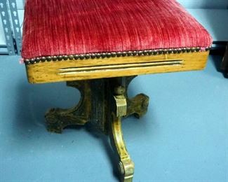 Antique Tonk Chicago And New York Upholstered Seat Square Piano Stool With Nailhead Trim, 18" x 17" x 13"