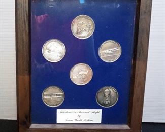 Milestones In Manned Flight Commemorative Coin Display By Transworld Airlines, And 1936 Erfinder Der Leica Coin