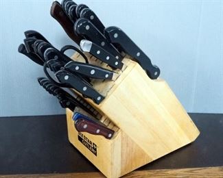 Six Star Cutlery Knife Block, Includes 28 Show Time Knives, Assorted Sizes Including Steak Knife, Chef Knife, Scissors, And More