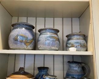 Blue handmade pottery.