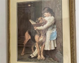 Print of girl with dog.