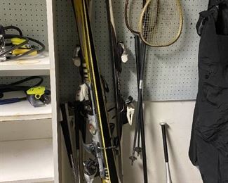 Skis, racquets, and other sporting goods.