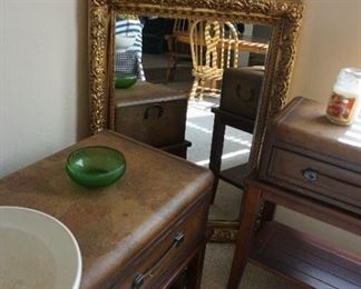 mirror, small suitcase table
