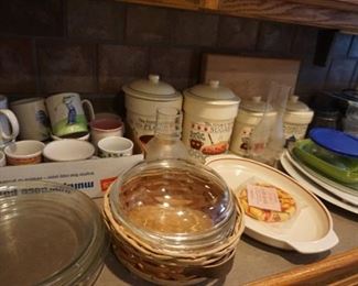 canisters, casserole dishes, pie plates