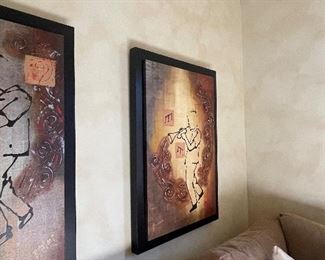Set of three music player contemporary wall art