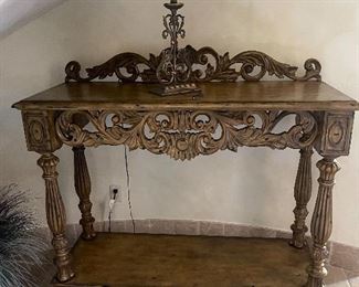 Carved entry console