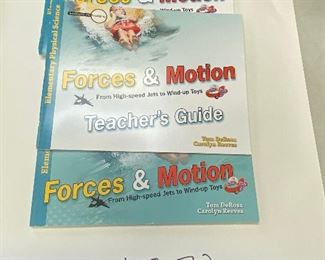 https://www.ebay.com/itm/115134285520	"HS8032 Elementary Physical Science Forces & Motion Teaher and Student (4 books)
Forces & Motion: From High-speed Jets to Wind-up Toys Book by Carolyn Reeves and Tom DeRosa ISBN 9780890515402
Forces and Motion: From High-speed Jets to Wind-up Toys-Student Journal (Investigate the Possibilities: Elementary Physics) Paperback ISBN 9780890515396
Forces and Motion: From High-speed Jets to Wind-up Toys - Teacher's Guide (Investigate the Possibilities: Elementary Physics) ISBN 9780890515419"		Offer	 $19.99 
