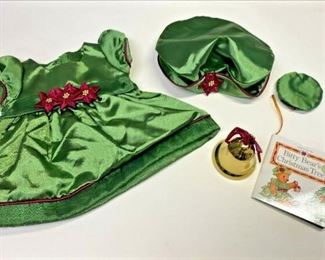 https://www.ebay.com/itm/125106702403	HS1019 AMERICAN GIRL DOLL BITTY BABY GREEN HOLIDAY DRESS WITH HATS, BELL & BOOK		BIN	 $29.99 
