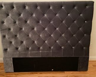 QUEEN Gray Upholstered Tufted Headboard
