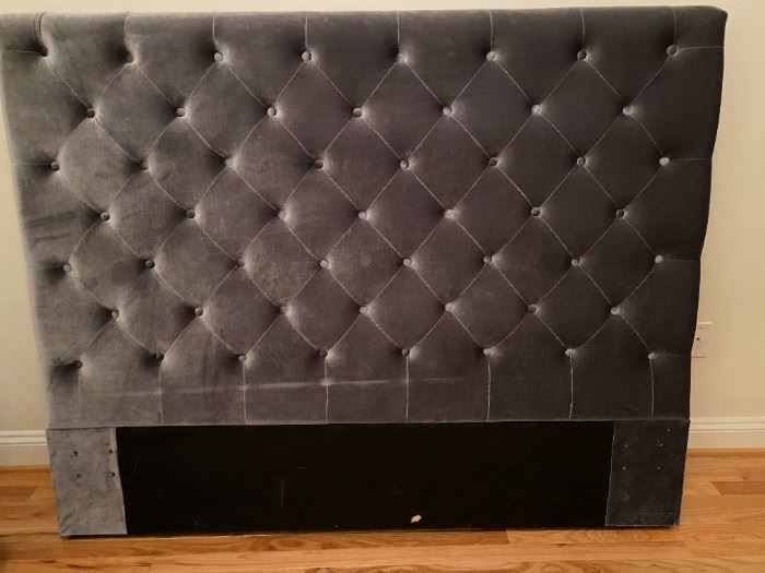 QUEEN Gray Upholstered Tufted Headboard