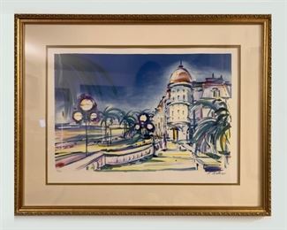 Price: $450. Signed Piere Bellier, "Nice, France, Negresco hotel". Numbered limited edition lithography. 34 X 26 inches.