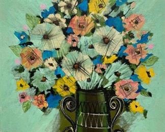 Yoshio Aoyama (student of Henri Matisse). Oil painting on canvas. Still Life. 36 X 24 inches. During 1925 - 1935 years when Yoshio came to Paris, he became one of the "Ecole de Paris" painters of the 20th century. He was a student and close friend with Henri Matisse for a long time.