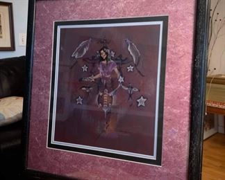 Price: $300. Janelle Gilley. "I remember". (1912). Oil pastel painting on paper. 26 X 24 inches. Bought from Rising Moon Gallery for $649 (comes with price tag).