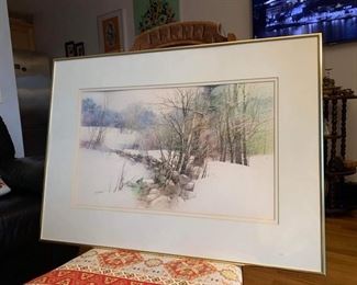 Price: $1200 . Signed Maris Platais, Watercolor, Pen and Ink landscape, 29X21 inches. Was bought from Newbury street Gallery for 6000$.