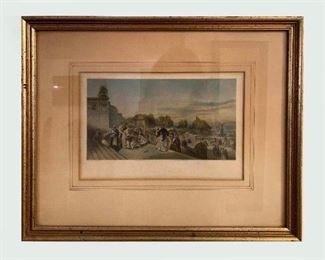 Price:$200. The Terrace Central Park (New York, 1872). Engraving, painted by C. Rosenberg. 10 X 7 inches. Framed.