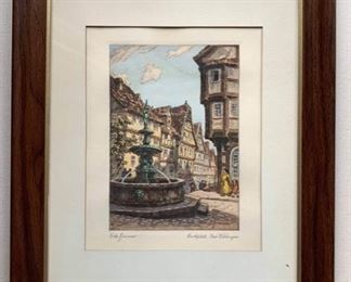 Discounted Price: $600. Was: $850. Fritz Zimmer (German, 1874 - 1950). His works are in different museums. Stadtkirche, Bad Wildungen, Watercolor, 15.5 X 11 inches. Framed. 16 X 13