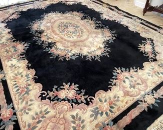 PRICE - $650; Oriental wool rug; 11'10" x 9'; some stains.