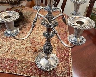 PRICE - $85; Silverplate four-branch candleabrum.