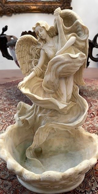 PRICE - $35; Composite angel table fountain; 8" wide x 12" high.